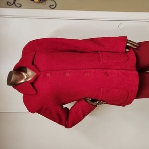 Audrey Celine Chenille Red Pea Coat
